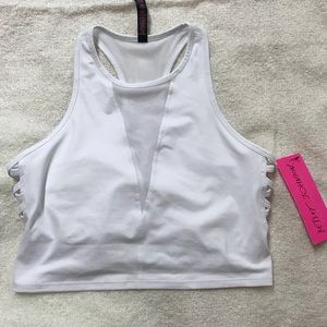 White mesh workout crop top